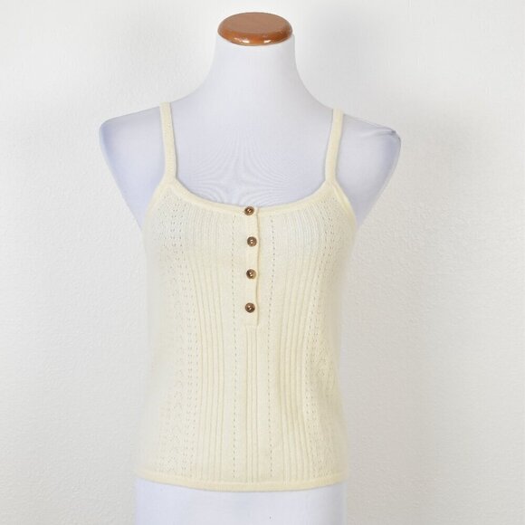 La Ligne Tops - La Ligne Camille Pointelle-knit Cashmere Tank - S